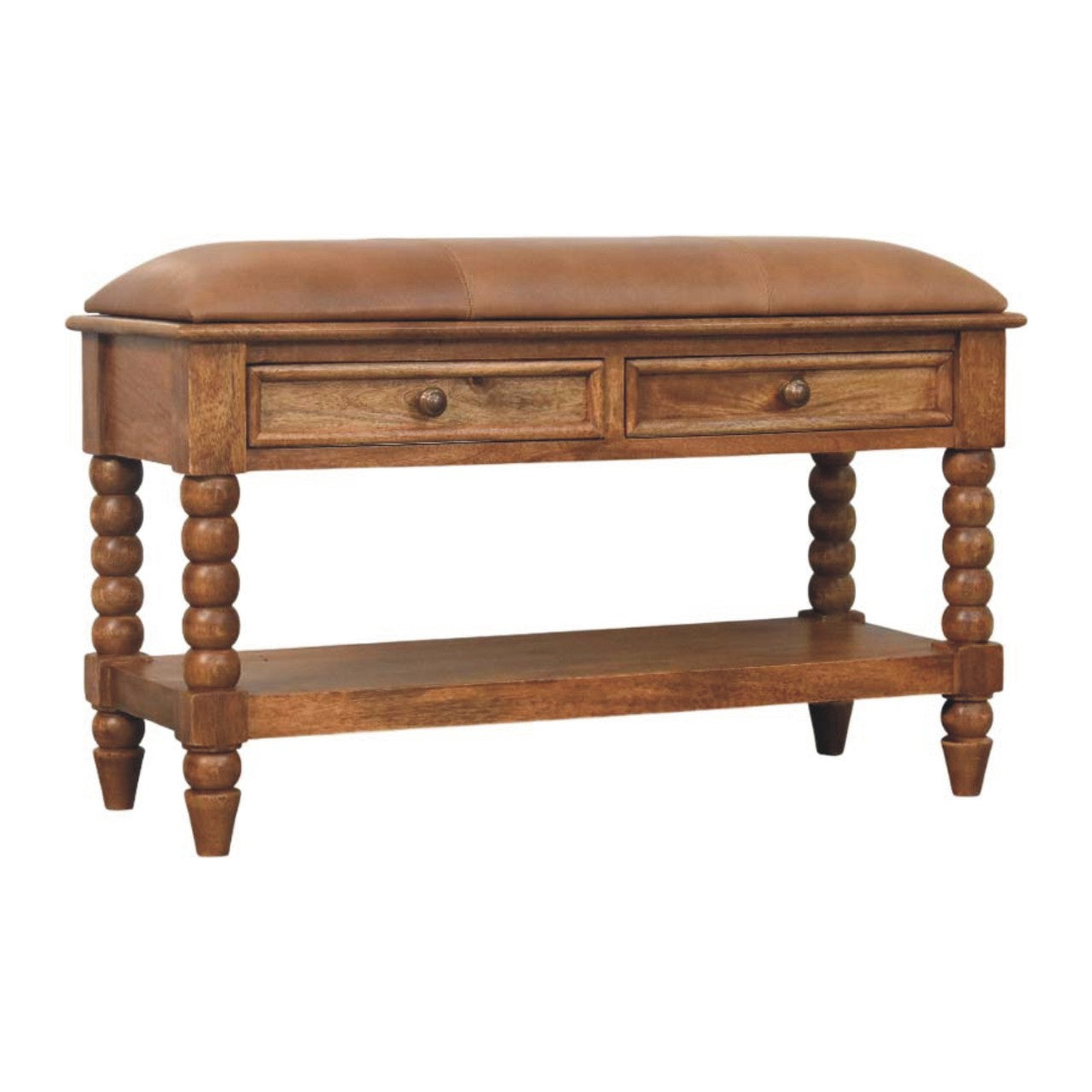 Leather Spindle Bench