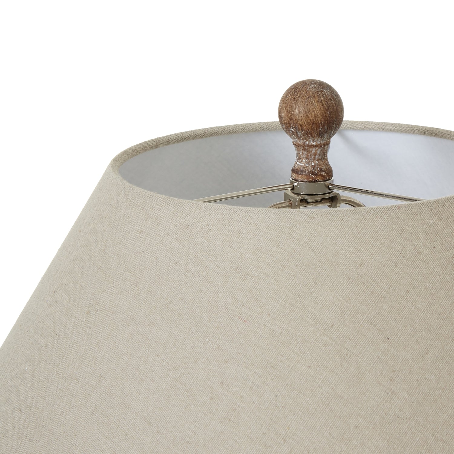 White Wash Small Bulbous Wicker Table Lamp With Linen Shade