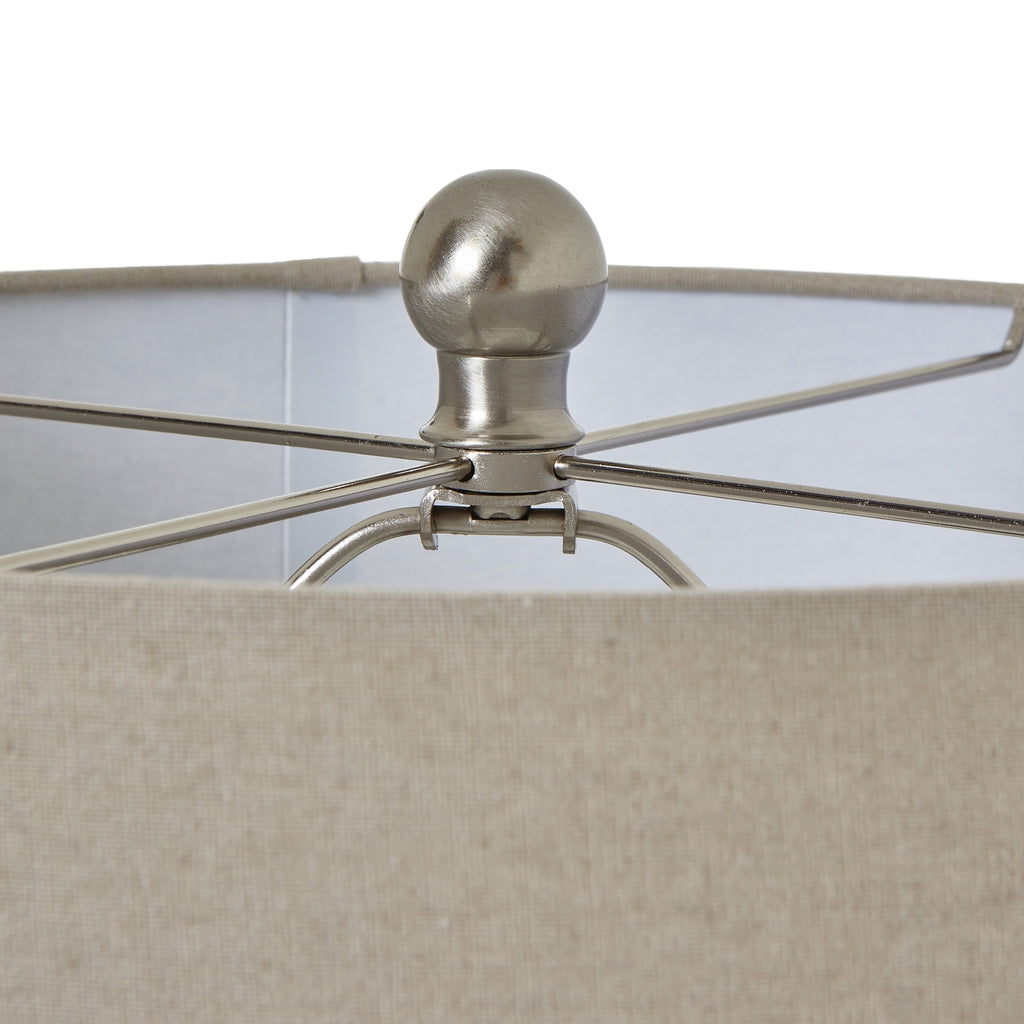 Grey Glass Table Lamp With Linen Shade