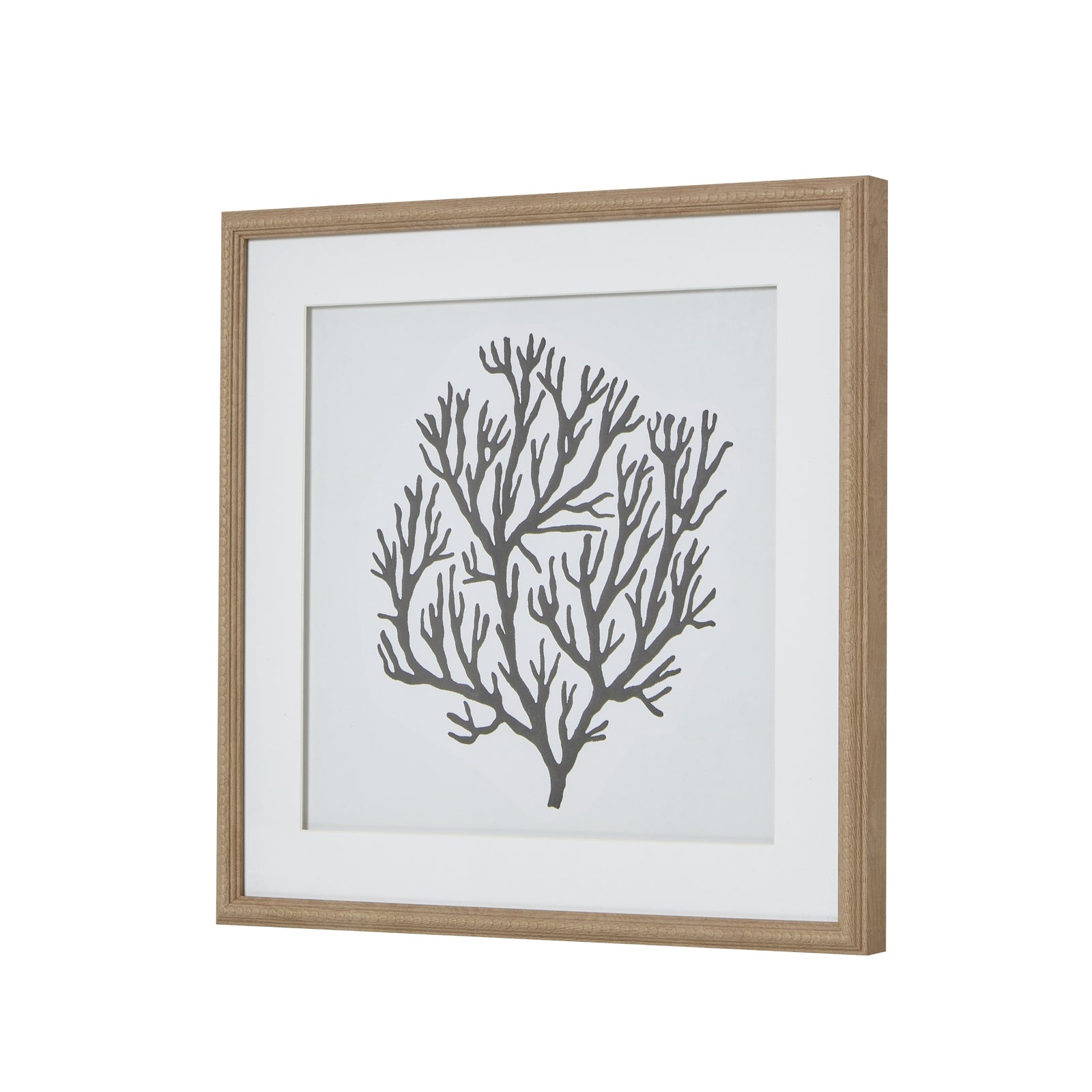 Large Quill White Feather Art Mounted In Beaded Frame