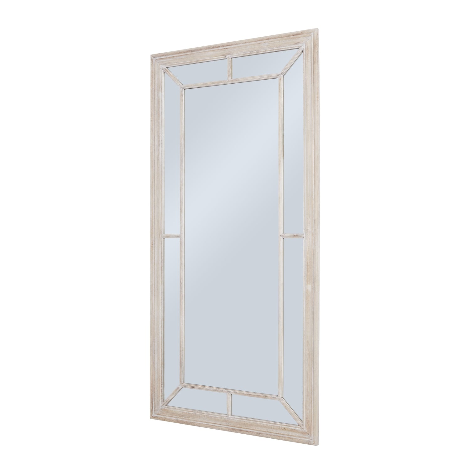 Washed Wood Framed Beaded Mirror