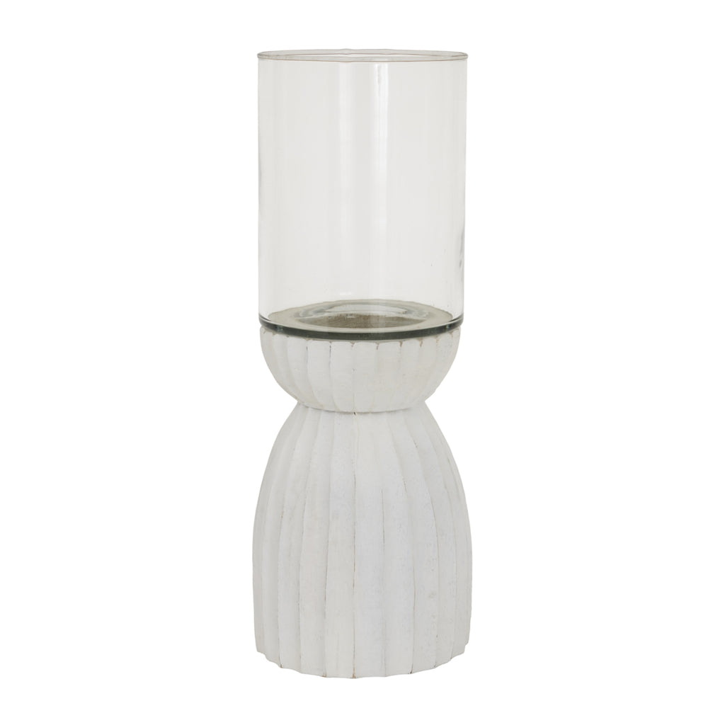 Large White Carved Candle Holder
