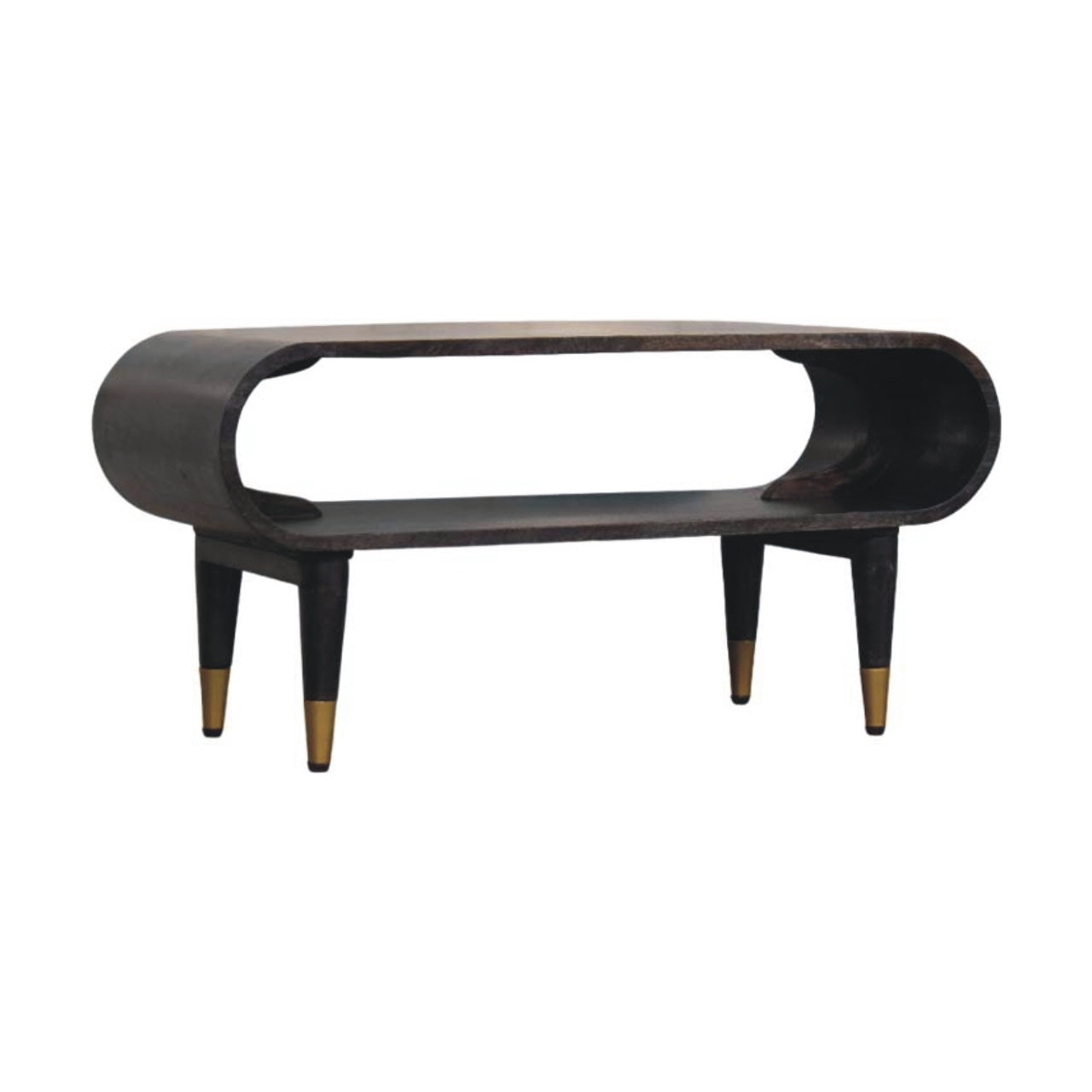 Curved Edge Console with Brass Accents