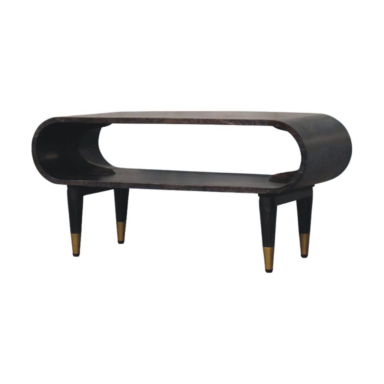 Curved Edge Console with Brass Accents