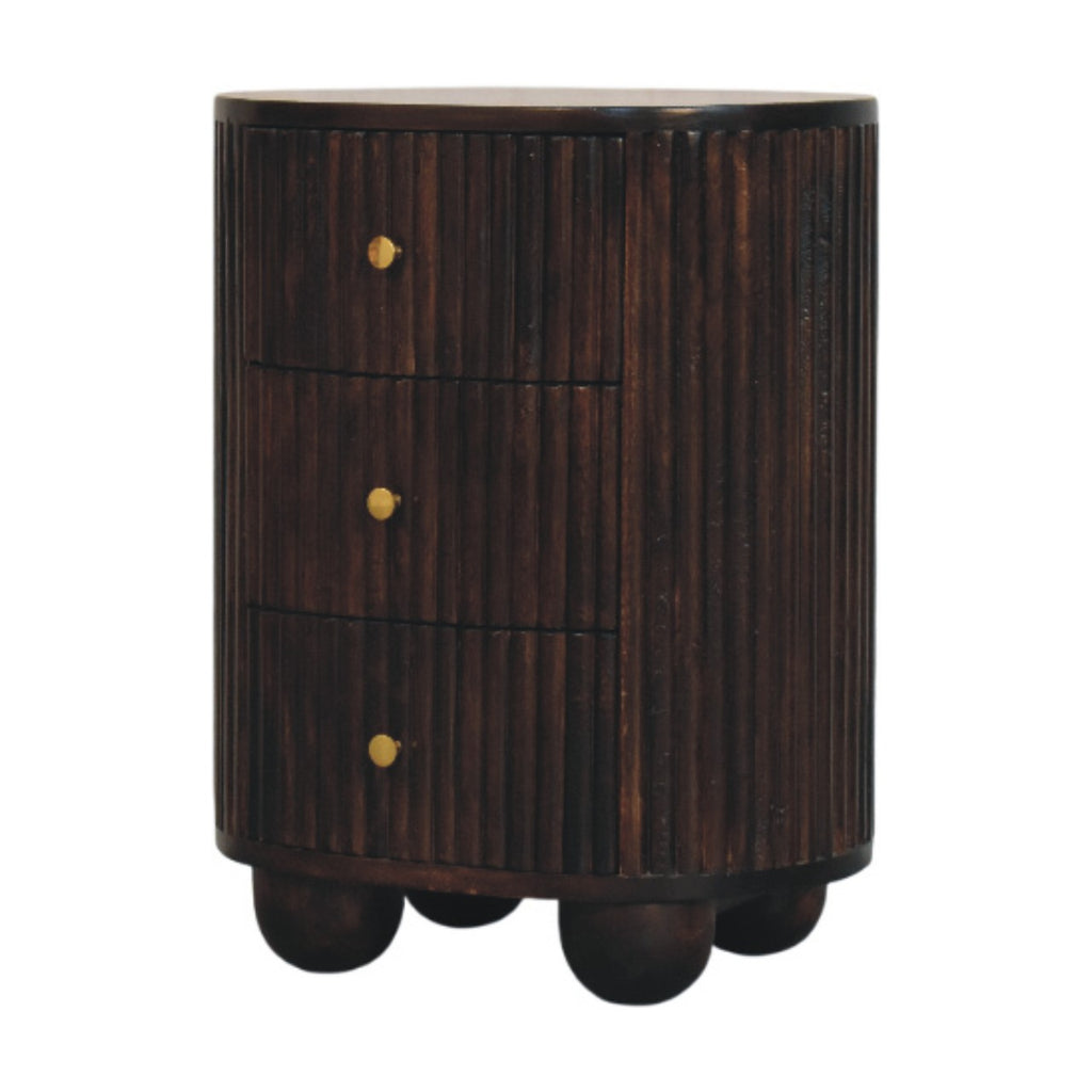 Curved Fluted 3-Drawer Drum Chest
