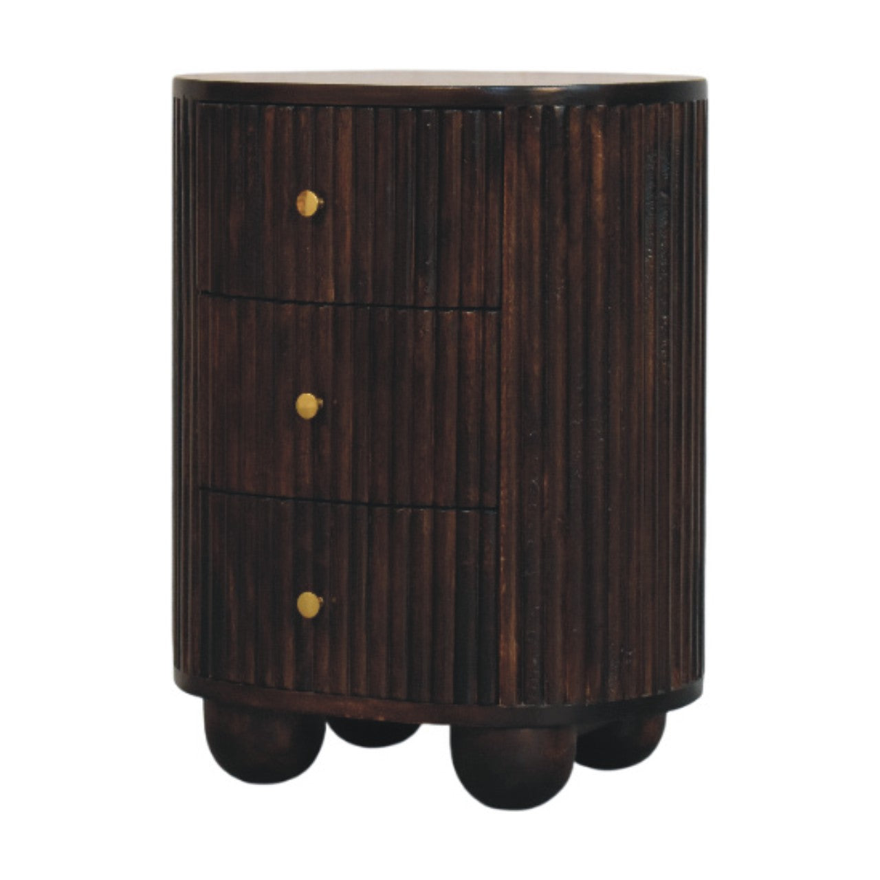 Curved Fluted 3-Drawer Drum Chest