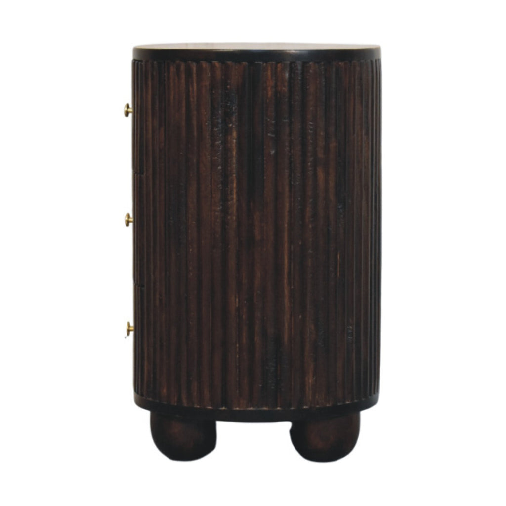 Curved Fluted 3-Drawer Drum Chest